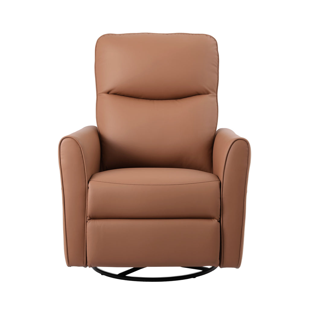 Artiss Swivel Recliner Chair Leather Rocking Reclining Sofa with Charging Ports LED Brown