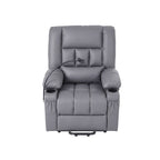 Artiss Power Lift Recliner Chair with Massage and Heat for Elderly, Electric Sofa Reclining Chair with USB and Phone Holder, PU Leather Comfy Armchair for Living Room, 2 Cup Holder & 4 Pockets, Grey