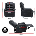 Artiss Manual Recliner Chair Leather Reclining Sofa with 16color Led Black