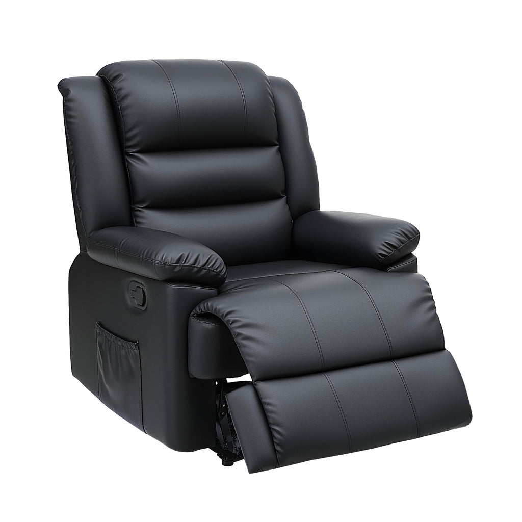 Artiss Manual Recliner Chair Leather Reclining Sofa with 16color Led Black