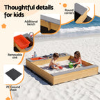 Keezi Wooden Sandpit Sand Pit Outdoor Kids Toy Box Mud Kitchen Sink Storage Bench