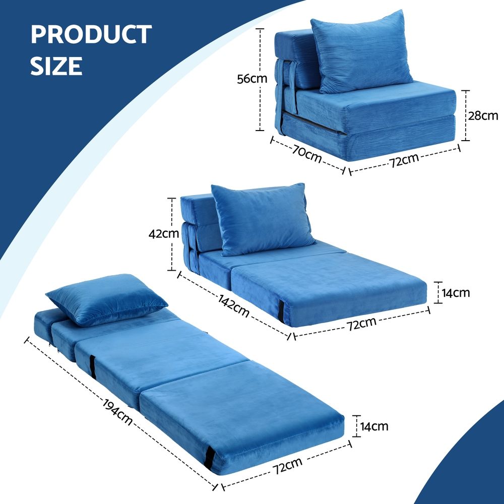 Artiss Convertible Folding Sofa Bed Armless Lounger Foam Floor Sofas Futons Couches