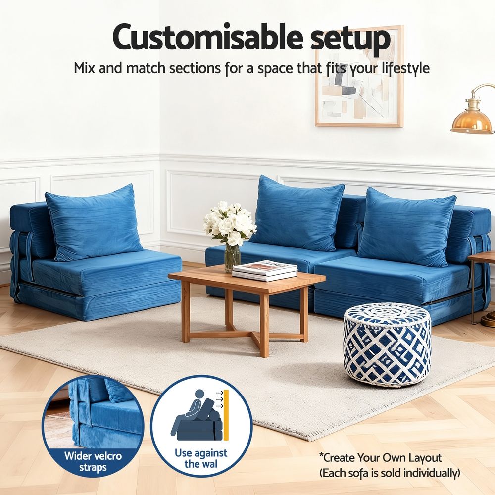 Artiss Convertible Folding Sofa Bed Armless Lounger Foam Floor Sofas Futons Couches