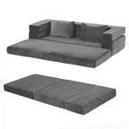Artiss 3-in-1 Convertible Sofa Bed with Folding Mattress Velvet Foam Chair 300KG