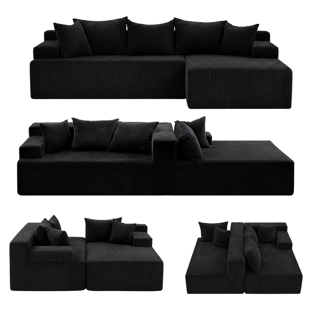 Artiss Modular Sectional Sofa Bed Convertible L-Shaped Couch with Deep Seat for Living Room