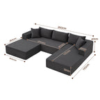 Artiss Modular Sectional Sofa Bed U-Shape 4-Seater Couch Chaise Ottoman Corduroy