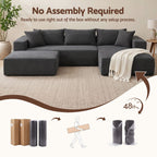 Artiss Modular Sectional Sofa Bed U-Shape 4-Seater Couch Chaise Ottoman Corduroy