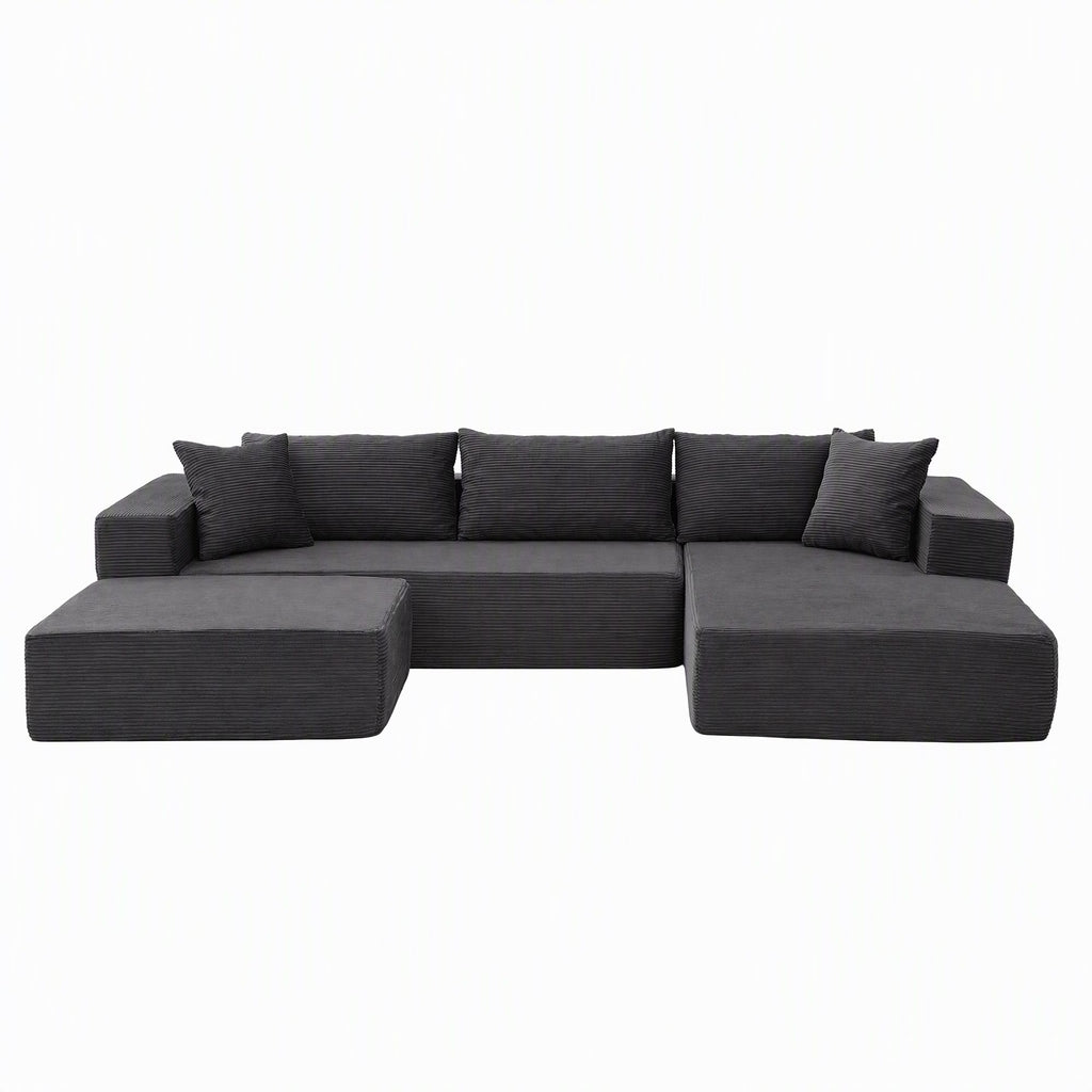 Artiss Modular Sectional Sofa Bed U-Shape 4-Seater Couch Chaise Ottoman Corduroy
