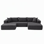 Artiss Modular Sectional Sofa Bed U-Shape 4-Seater Couch Chaise Ottoman Corduroy