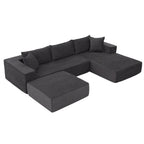 Artiss Modular Sectional Sofa Bed U-Shape 4-Seater Couch Chaise Ottoman Corduroy