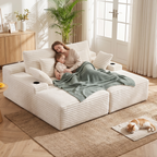 Artiss Double Chaise Lounge Sofa 2-Seater Modular Sofa Lounge Chair Couch Beige