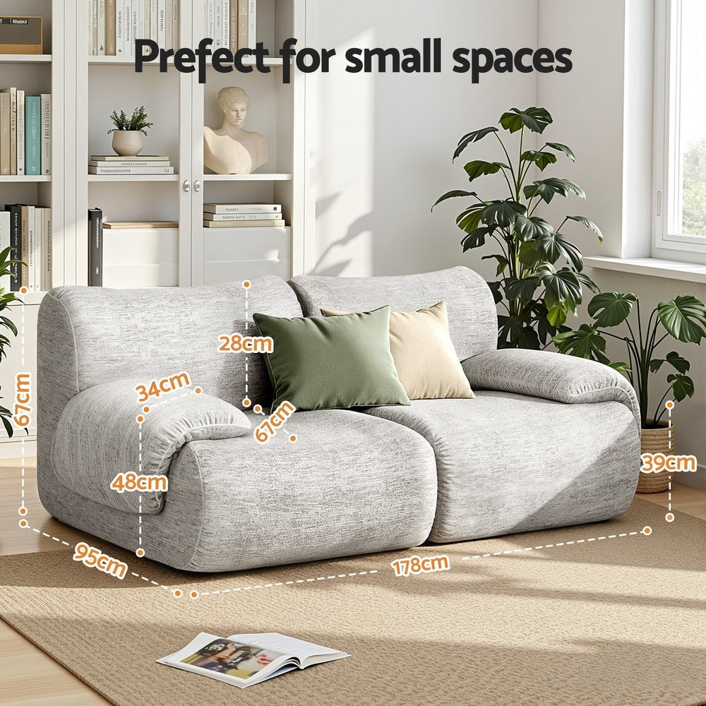 Artiss 2 Seater Sofa Modular Sectional Sofas Couch Bed No Assembly Living Room Grey