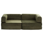 Artiss Convertible Folding Sofa Bed Pull Out Mattress Sleeper Couch Corduroy Green