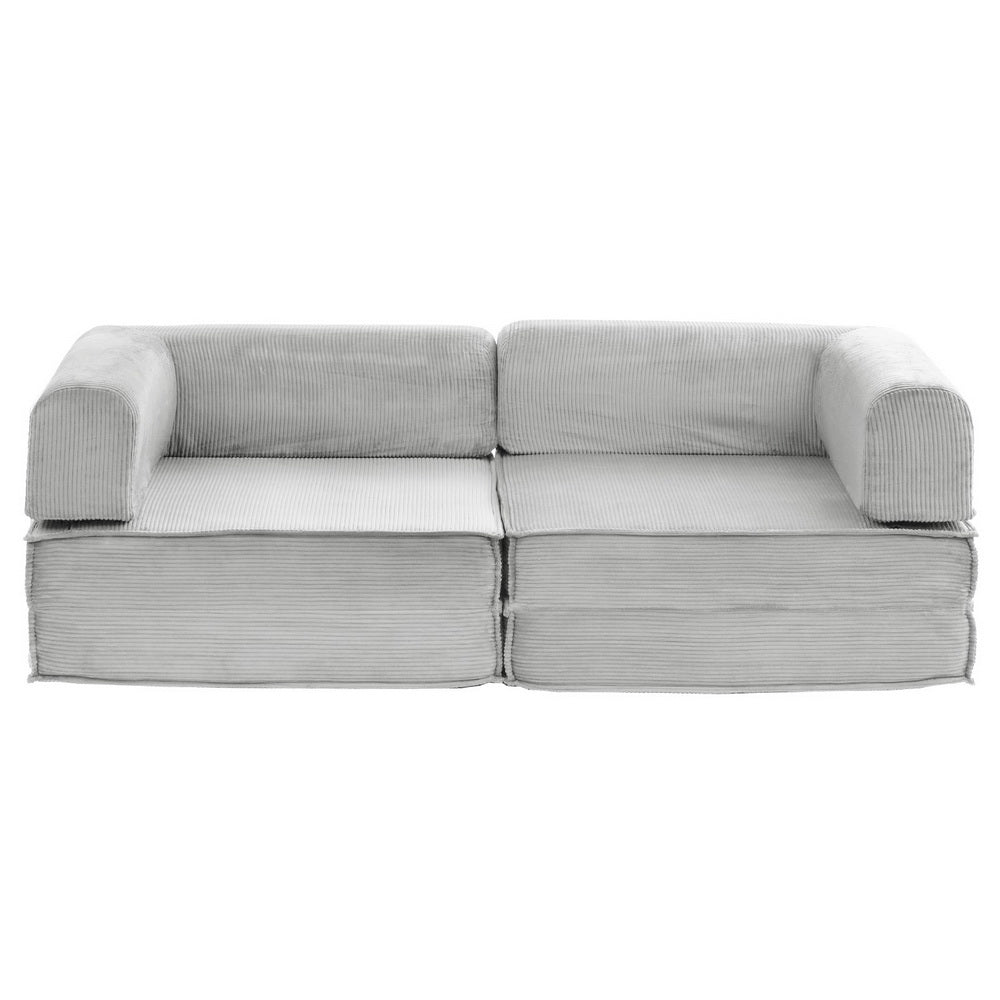 Artiss Convertible Folding Sofa Bed Pull Out Mattress Sleeper Couch Corduroy Grey