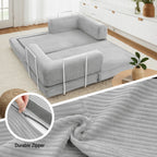 Artiss Convertible Folding Sofa Bed Pull Out Mattress Sleeper Couch Corduroy Grey