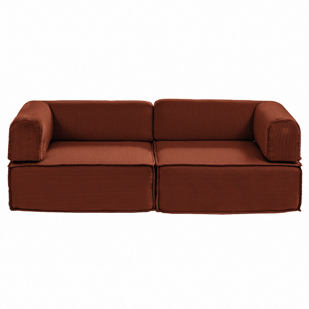 Artiss Convertible Folding Sofa Bed Pull Out Mattress Sleeper Couch Corduroy Orange