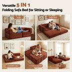 Artiss Convertible Folding Sofa Bed Pull Out Mattress Sleeper Couch Corduroy Orange