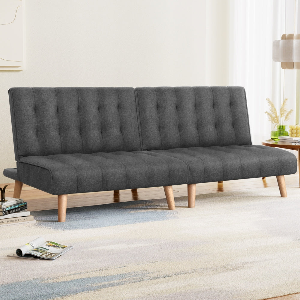 Artiss 2x Sofa Bed Couch Single Seater Fabric Grey