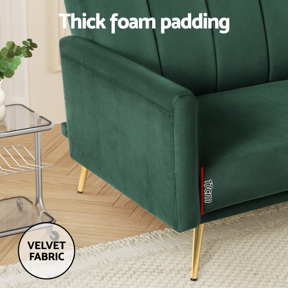 Artiss Sofa Bed 3 Seater Couch Convertible Lounge Adjustable Arm Recliner Velvet