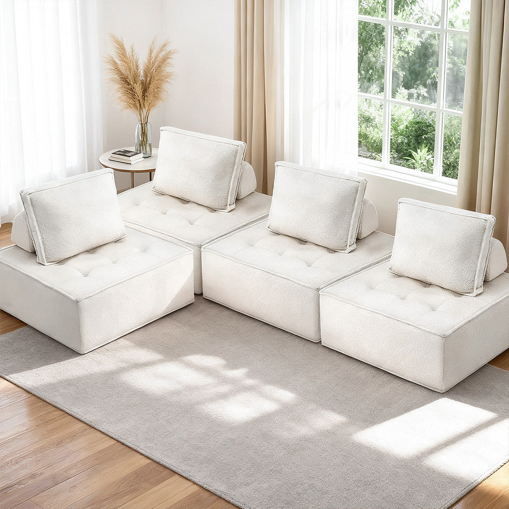 Artiss Floor Sofa Lounge Chair 4 Seater with Pillow