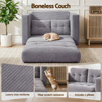 Artiss 2 Seater Corduroy Convertible Sofa Bed Pull Out Boneless Couch Grey