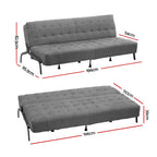 Artiss Sofa Bed, 1.9m 3-Seater Soft Innerspring Adjustable Couch Futon Chair for Apartment Dorm Living Room Office Study Bedroom, Grey
