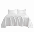 Giselle Double 500TC Cotton 4Pcs Sheet Set with 40cm Extra Deep Pocket for Thick Mattresses Sateen Weave for Sweaty Nights White