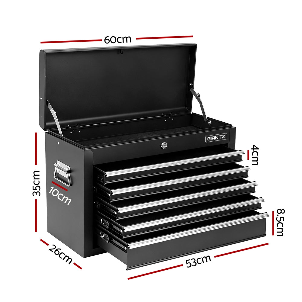 GIANTZ 5 Drawer Tool Chest Box Cabinet Lockable Garage Storage Organiser Black