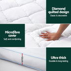 Giselle Bedding 1500GSM Bamboo Pillowtop Mattress Topper 10cm Thick Pad for Back Pain Relief, High Loft Cooling Underlay for Dorm & Guest Bed, 45cm Deep Pocket King
