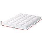 Giselle Bedding 1500GSM Bamboo Pillowtop Mattress Topper 10cm Thick Pad for Back Pain Relief, High Loft Cooling Underlay for Dorm & Guest Bed, 45cm Deep Pocket Queen