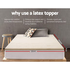 Giselle Bedding Latex Mattress Topper, 5cm Thick Cooling Bed Pad for Side Sleepers Pain Relief, 7 Zone Foldable Mat with Washable Cover for Guest Room Bedroom Double