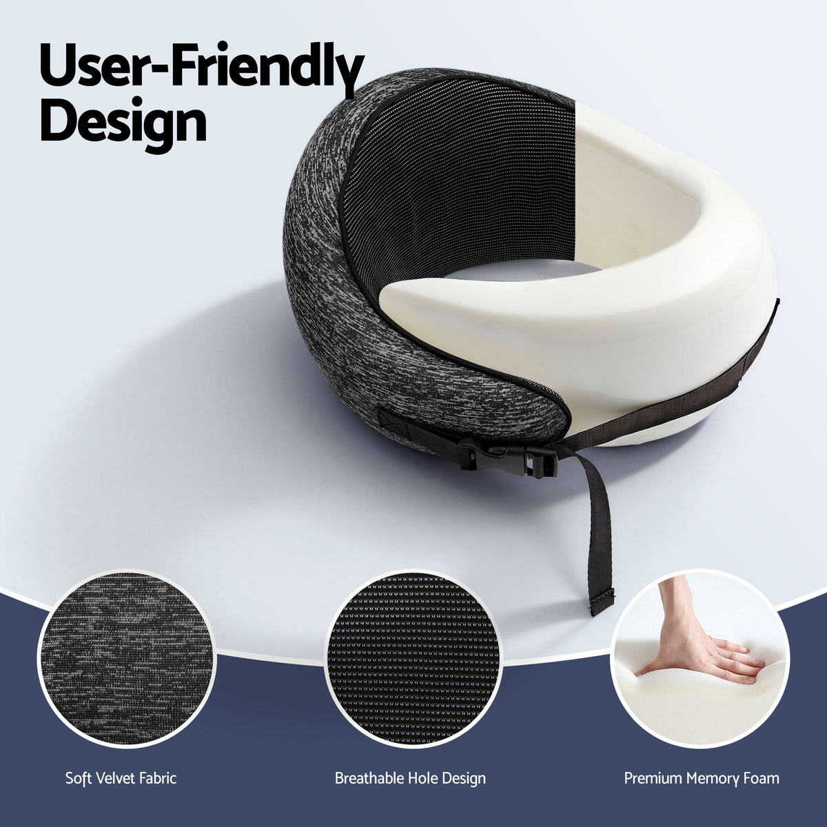 Wanderlite Travel Pillows for Airplanes Ergonomic Memory Foam Neck Pillow, Breathable & Washable Cover, Travel Bag Included, Airplane Pillow for Airplane, Car, Office and Home, Dark Grey