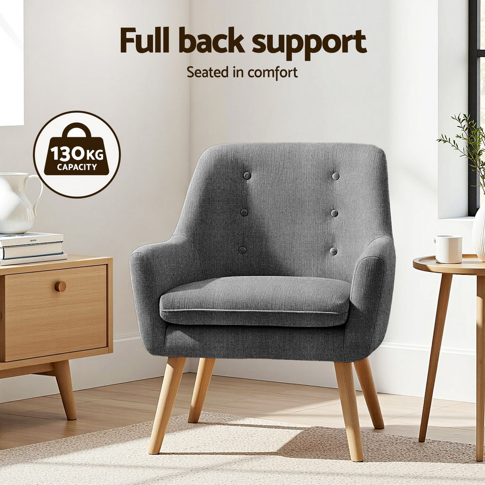 Artiss 2X Armchair Lounge Chair Accent Tub Chair Grey ANNE