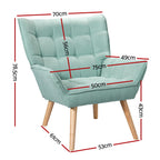 Artiss Armchair Lounge Chair Accent Chairs Sofa Linen Fabric Cushion Seat Blue