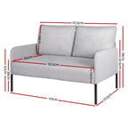 Artiss Armchair 2-Seater Sofa Pillow Linen Grey
