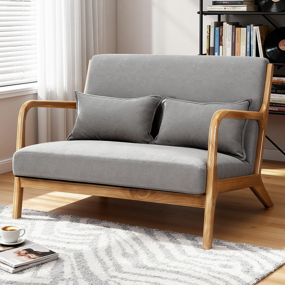 Artiss Armchair 2-seater Loveseat Fabric Grey