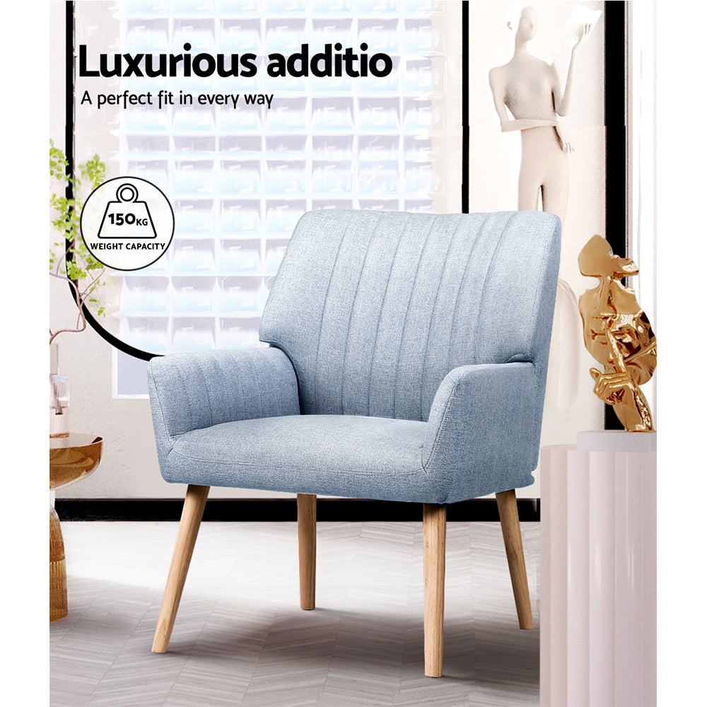 Artiss 2X Armchair Fabric Blue Grey