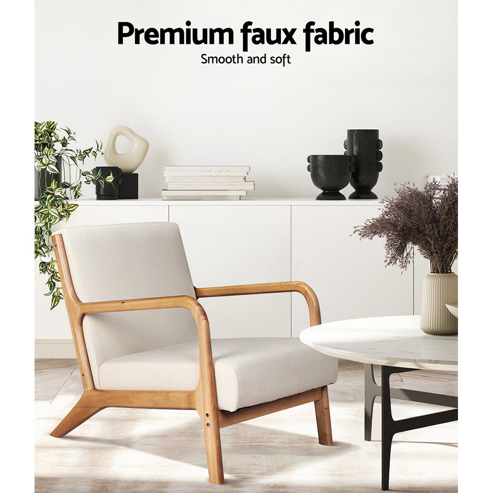 Artiss 2X Armchair Faux Fabric Beige