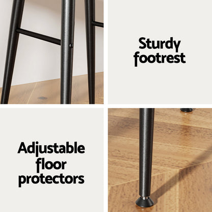Artiss 4x Bar Stools Kitchen Dining Chairs Counter Round PU leather Lane Brown