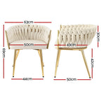 1 Artiss Dining Chair Velvet Armchair Beige