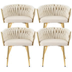 1 Set of 4 Artiss Dining Chairs Velvet Armchair Beige