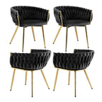 1 Set of 4 Artiss Dining Chairs Velvet Armchair Black