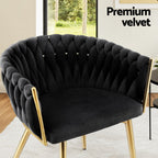 1 Set of 4 Artiss Dining Chairs Velvet Armchair Black