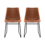 Artiss 2x Dining Chairs Retro PU Leather Kitchen Lounge Cafe Accent Chair Brown