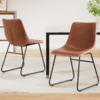 Artiss 2x Dining Chairs Retro PU Leather Kitchen Lounge Cafe Accent Chair Brown
