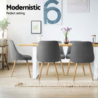 Artiss Dining Chairs Set of 4 Fabric Wooden Grey
