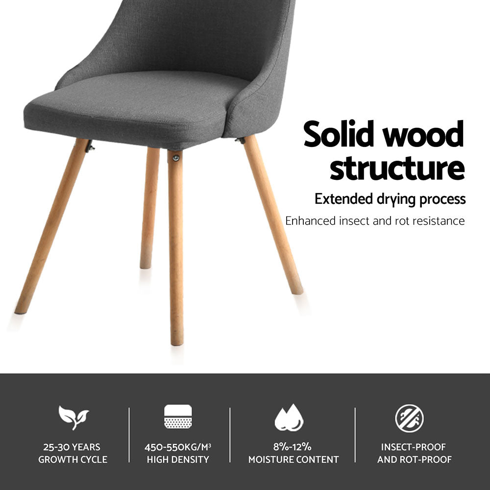 Artiss Dining Chairs Set of 4 Fabric Wooden Grey