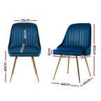 Artiss Dining Chairs Set of 4 Velvet Channel Tufted Blue