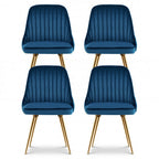Artiss Dining Chairs Set of 4 Velvet Channel Tufted Blue