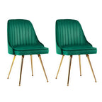Artiss Dining Chairs Set of 2 Velvet Channel Tufted Green